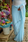 Sky Blue Colour Faux Georgette Handwork Sarees Best Wholesale Shop In Surat
